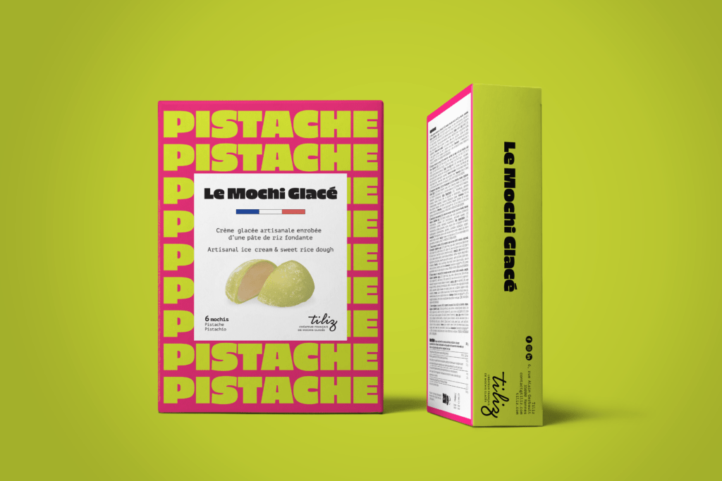 Fabricant français de mochi glacé : marque Le Mochi Glacé packaging pistache